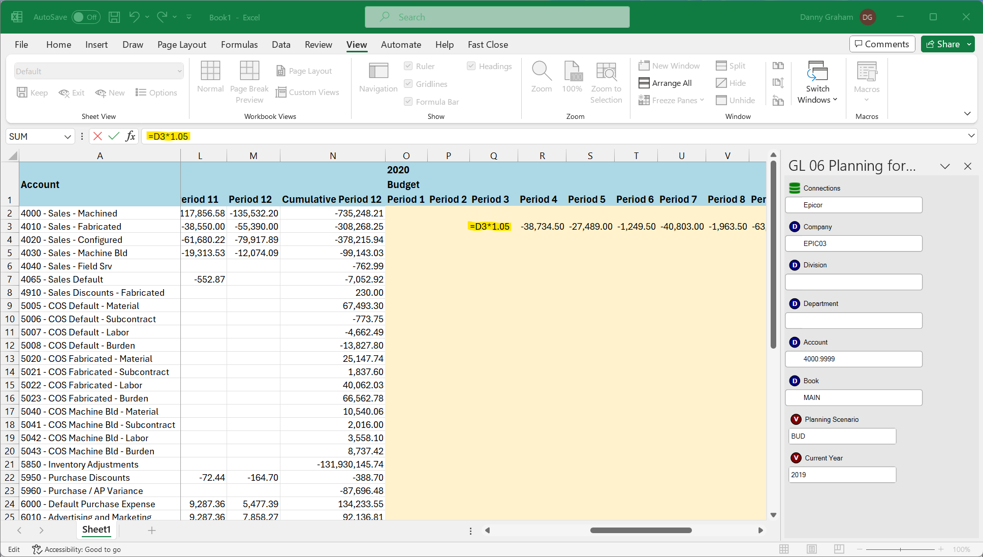 Planning in Excel