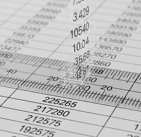 Calculated data cascading over a ruler